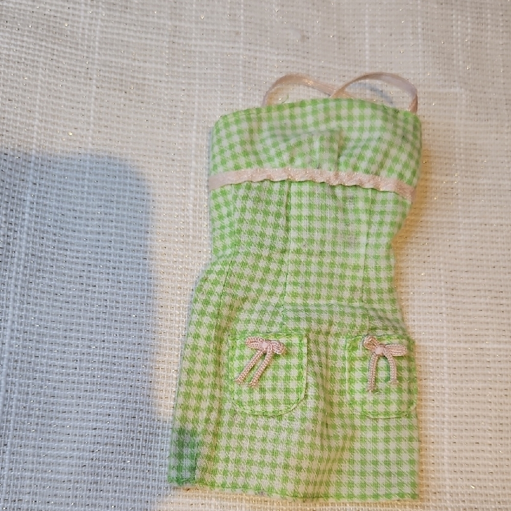 Vintage Barbie Green Gingham Doll Dress